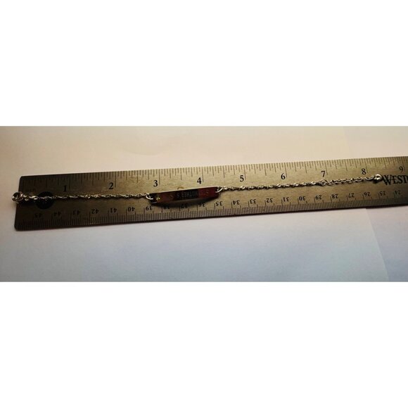 Estate Sterling Silver 925 Engraved Bar Bracelet, Adjustable 7"-8", 5.18g - Picture 3 of 8